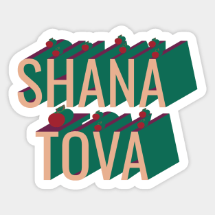 3D retro style Shana Tova apple Sticker